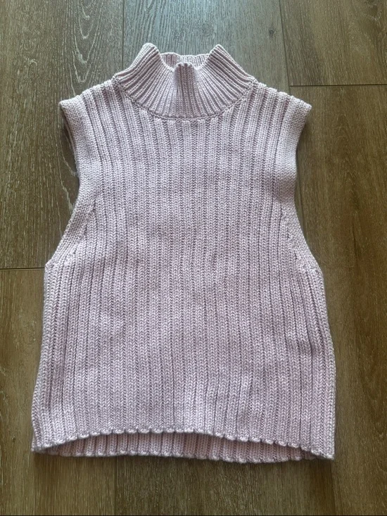 Zara Sleeveless Knit Sweater Womens Light Pink Size S High Neck - Picture 2 of 5